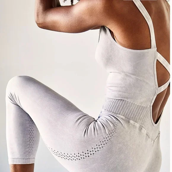 NWOT Free People Good Karma Onesie Ice Grey Size XS/Small - Picture 7 of 10